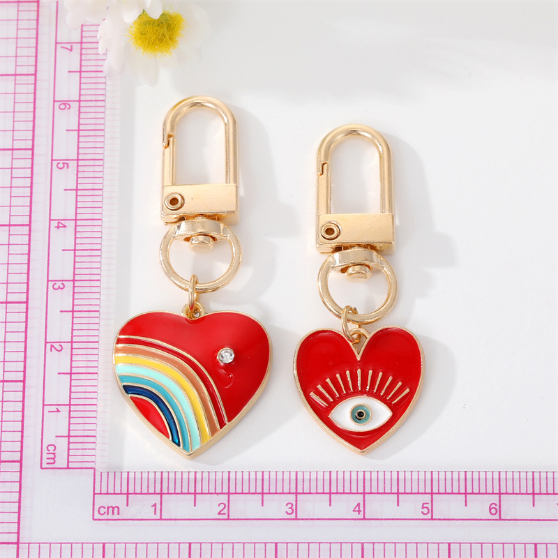 Rainbow Heart Evil Eye Keychain Key Ring For Friend Lovers - Temu