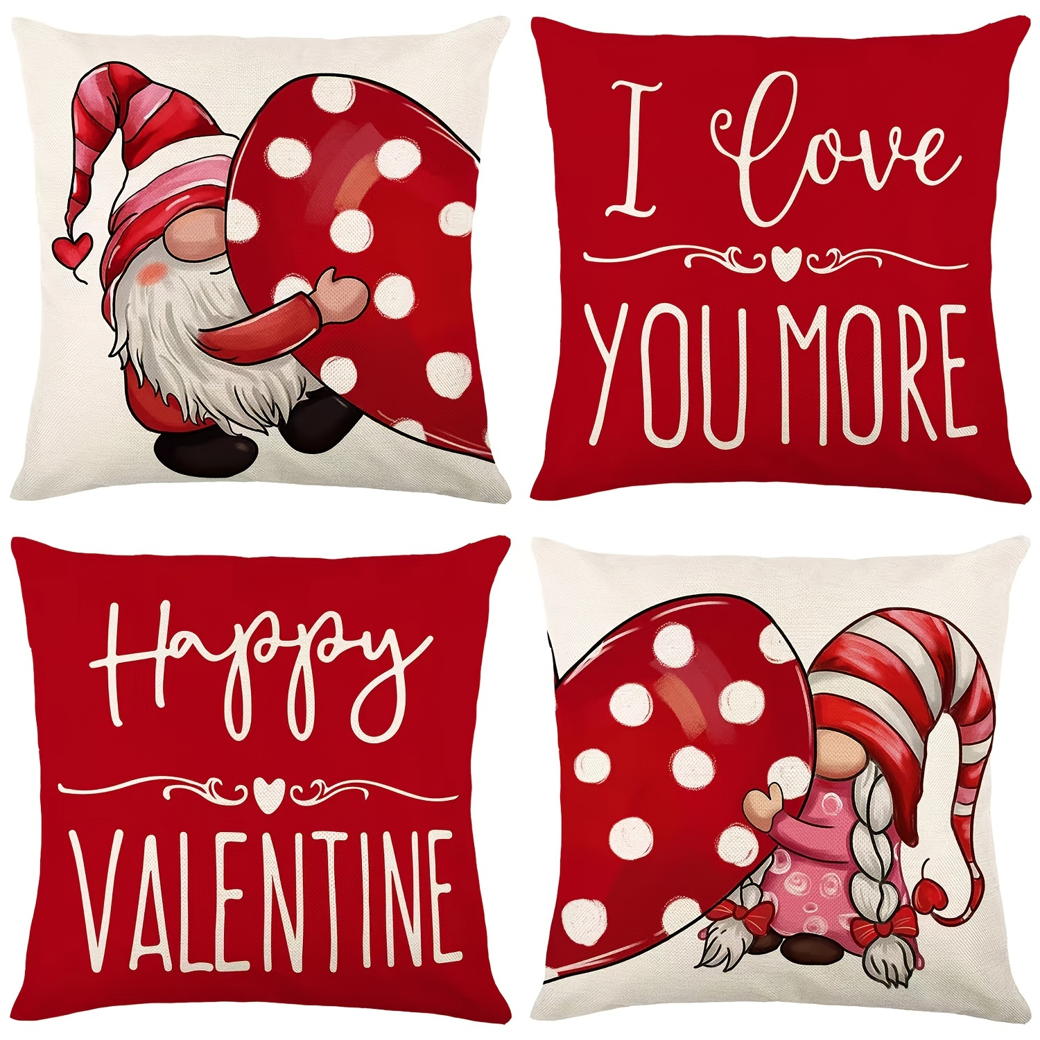 Valentines Candy Mini Pillow Set 8x8 Pillow Covers Valentine Card Motifs  Throw Pillow Love is Love I Love You I Love You Gifts 