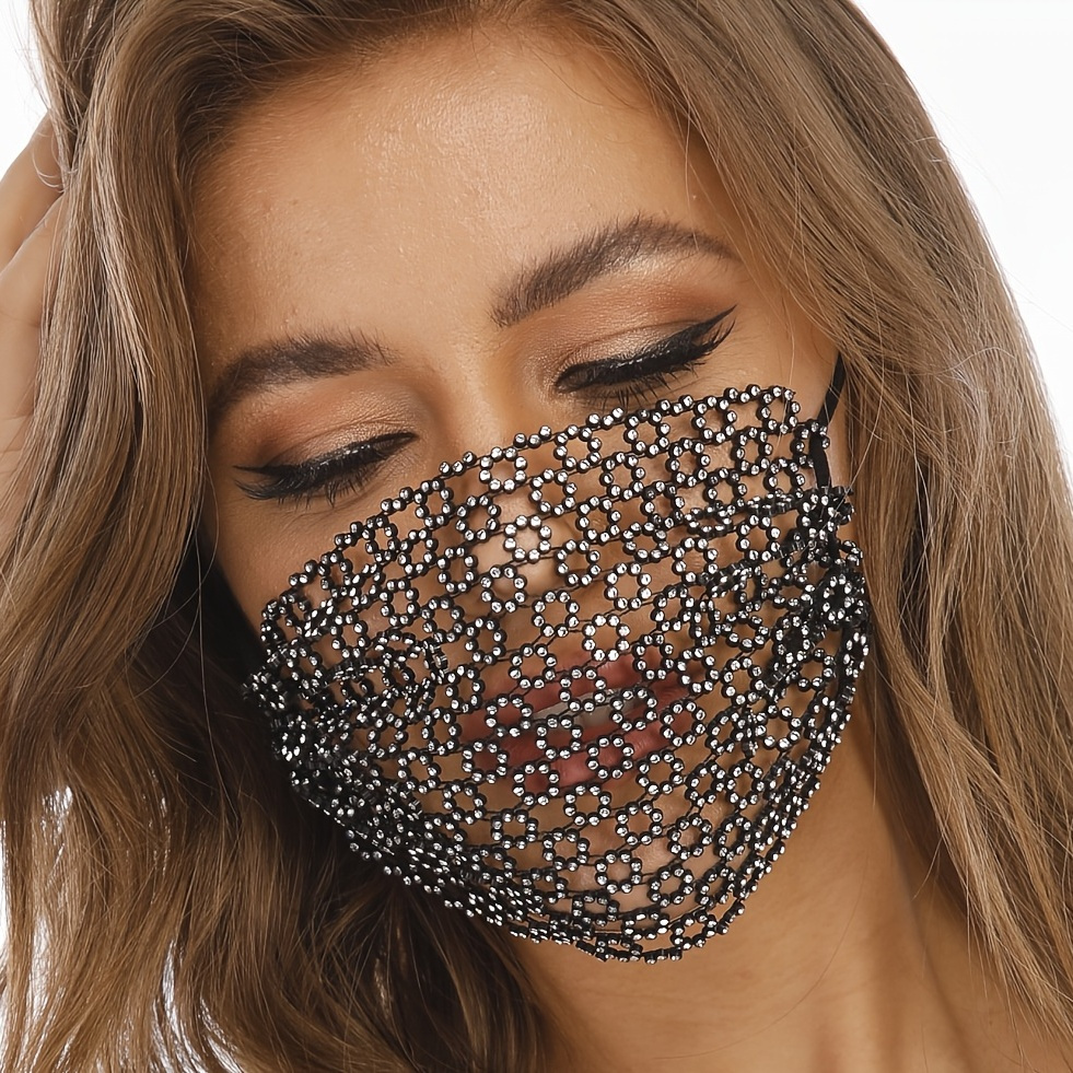 Buy Campsis Sparkly Crystal Mesh face Mask Chain Rhinestone Masquerade Face  Masks Black Dance Party Nightclub Face Necklace Jewelry for Women and Girls  Online at Low Prices in India 