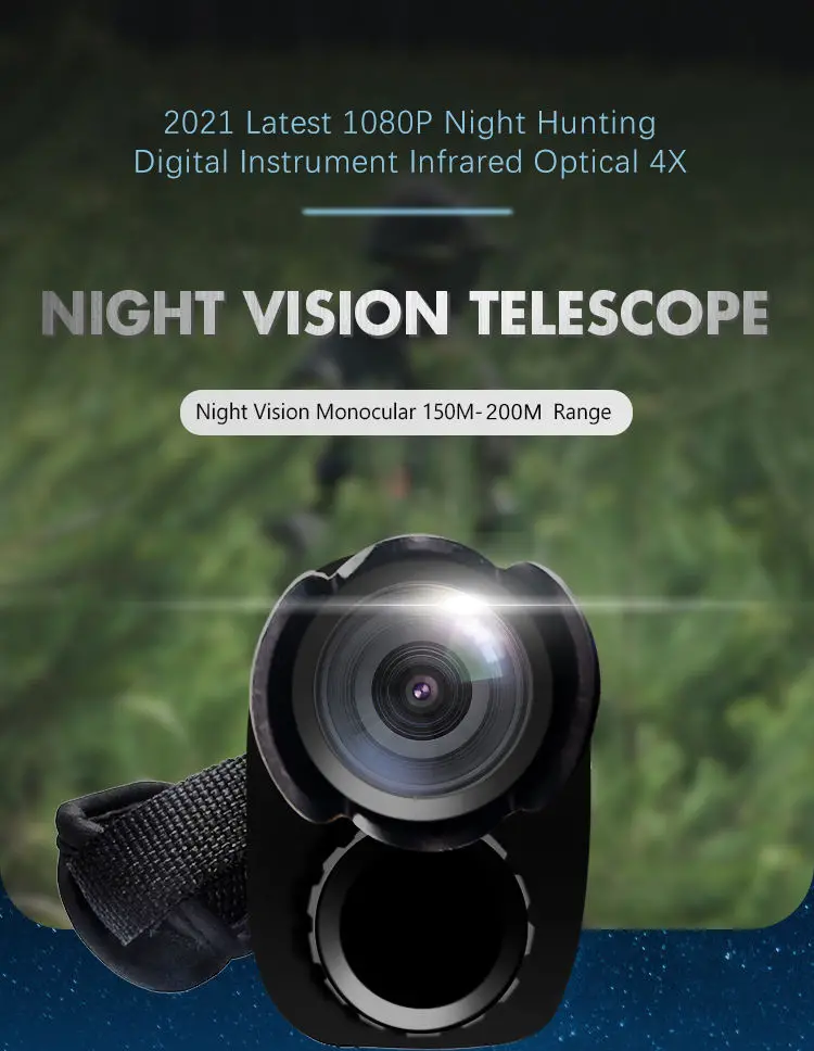 hd 1080p portable handheld monocular night vision all black visual day and night digital telescope details 0