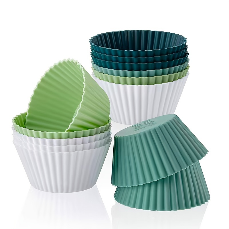 

12pcs/24pcs Morandi Color Round Silicone Muffin Cups, Mini Muffin & Cupcake Baking Pan, Silicone Tart Mold 2.75"×1.3