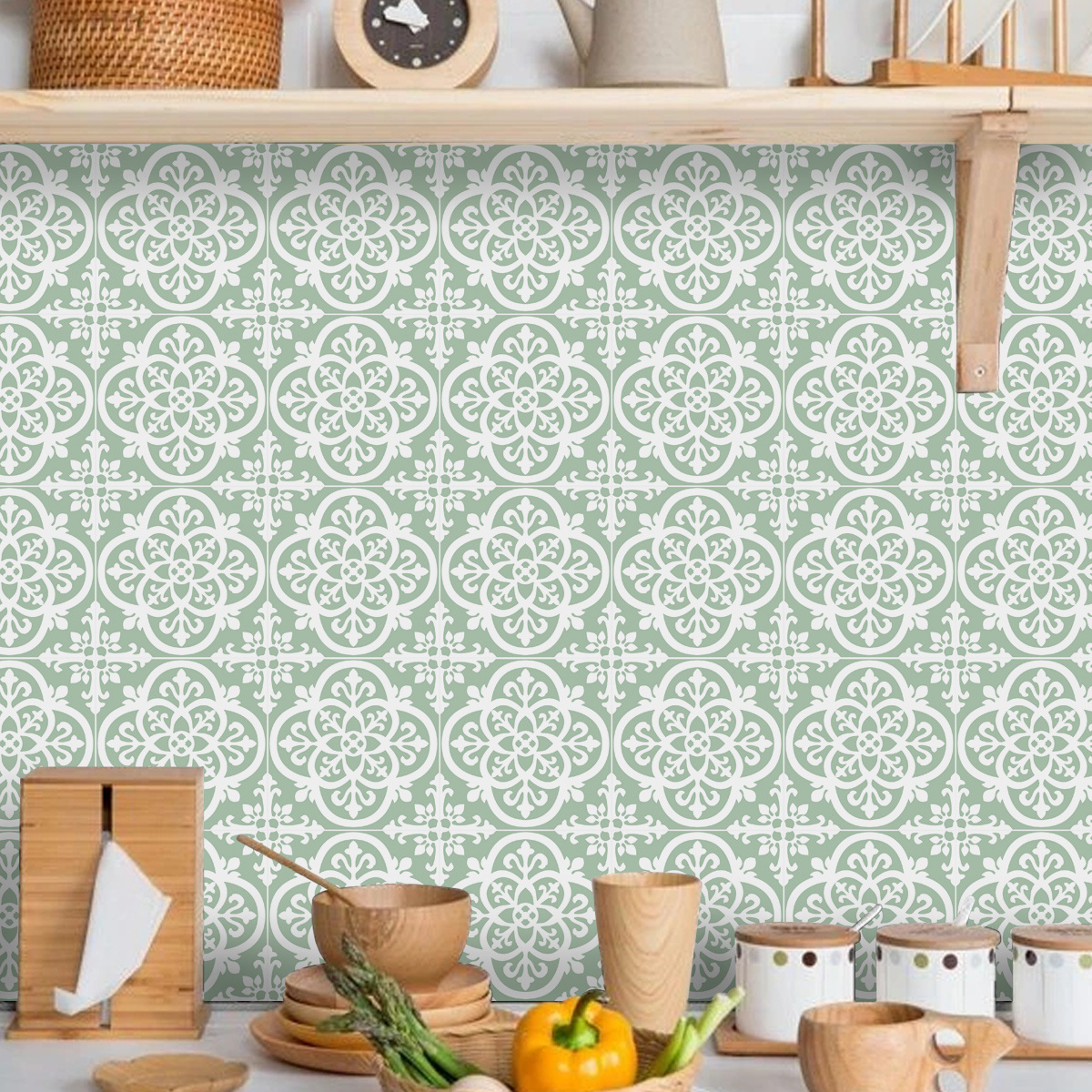 10pcs bohemian style kitchen tile stickers thickened waterproof self adhesive home decor wall stickers peel and stick stickers for kitchen backsplash diy mural decals details 6