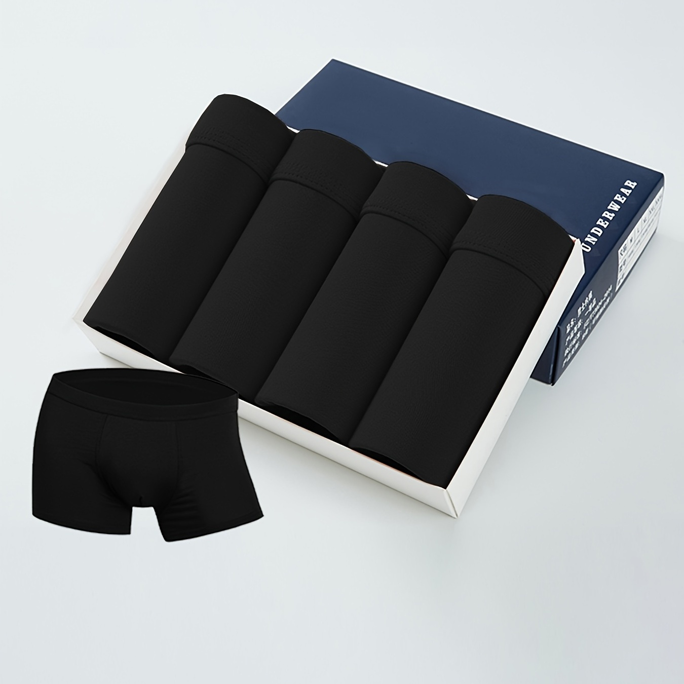 

4pcs Men's Plain Color Breathable Soft Boxer Briefs Underwear