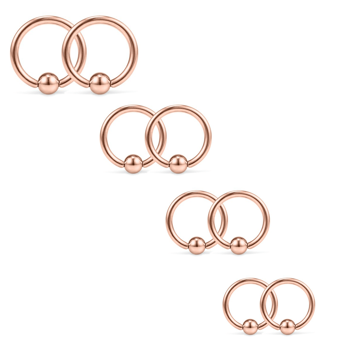 8PCS Horseshoe & Captive Bead Nose Hoop Septum Ring Set