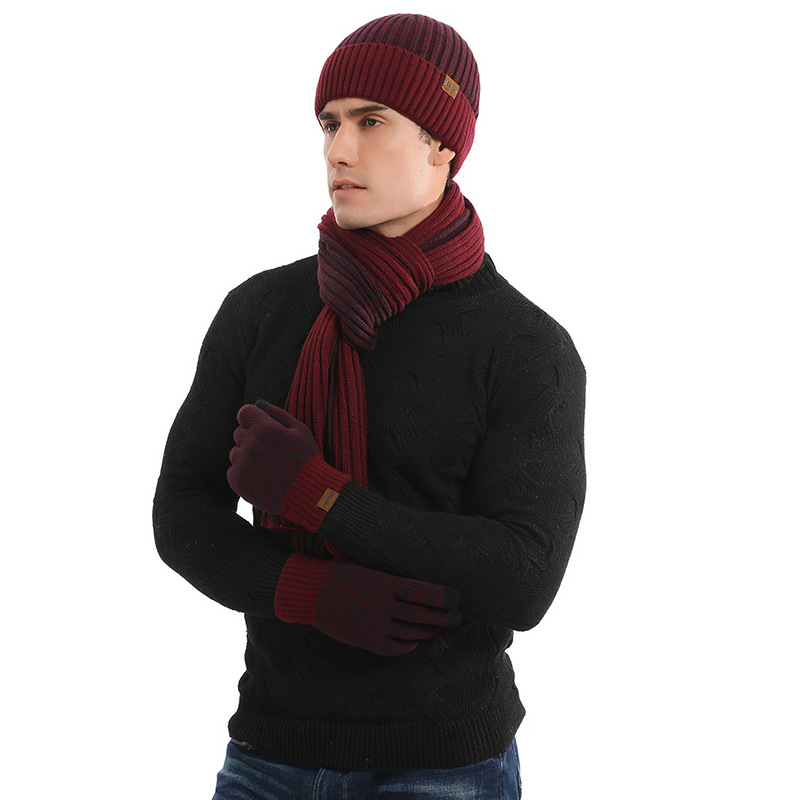 Gorro de invierno para hombre, bufanda y guantes de pantalla táctil, forro  polar, bufanda y guantes para hombre y mujer