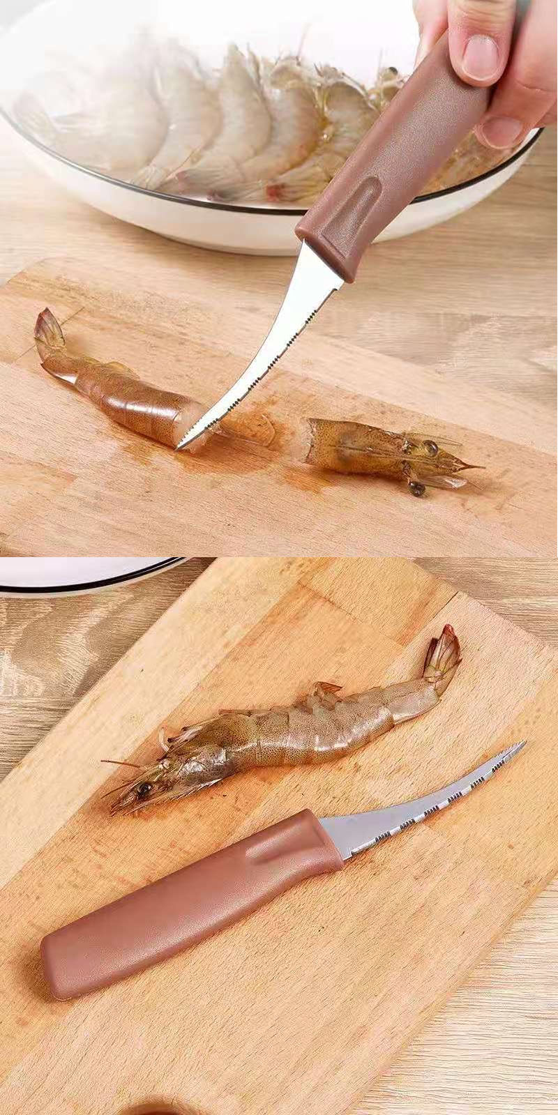 Shrimp Deveiner Knife Sharp Stainless Steel Blade Wooden Temu