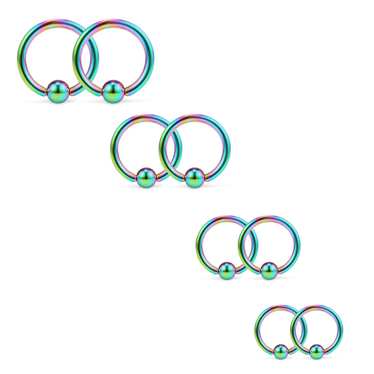 8PCS Horseshoe & Captive Bead Nose Hoop Septum Ring Set