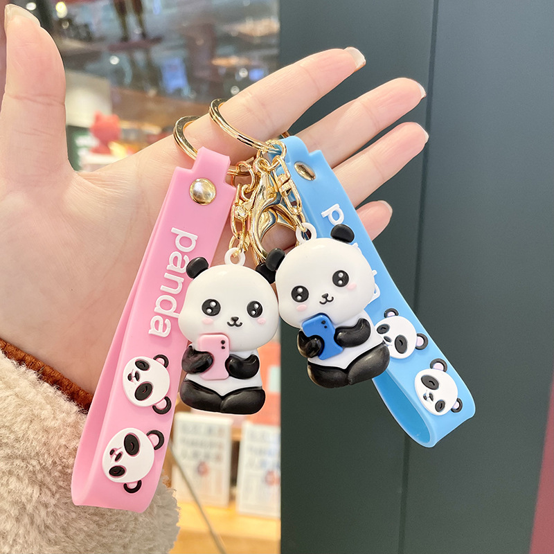 Panda Keychains for Girls Cute keychains for Kids Rubber Animal Key  Organizer Kawaii Panda Purse Backpack Charm Pendant