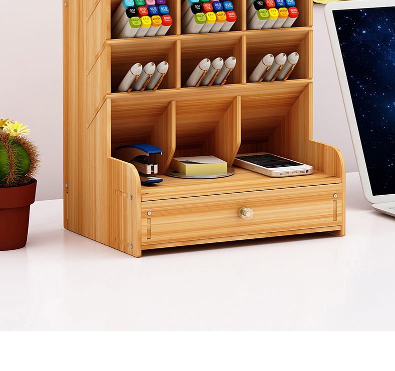 Organizador de escritorio de madera con cajón y portalápices, fácil  montaje, papelería de escritorio y suministros de oficina – Los mejores  productos en la tienda online Joom Geek