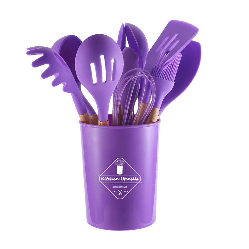Dropship 11pcs Wooden Handle Silicone Kitchen Utensils Set Storage Bucket  Non-stick Shovel Spoon Cooking Kitchen Utensils 11 Pieces Set Silicone  Shovel Spoon to Sell Online at a Lower Price