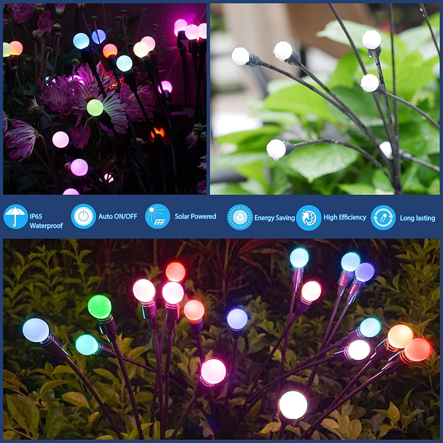 1pc outdoor waterproof holiday firework lights stake landscape 6 led solar powered firefly lights starburst solar garden light details 2