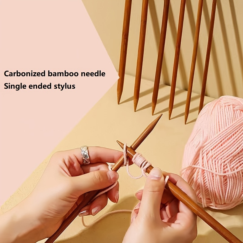 Bamboo Knitting Needles Set Single Pointed Knitting Needles - Temu