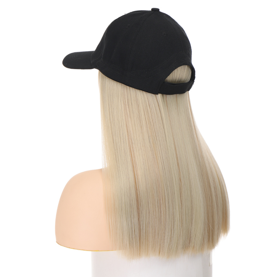 Short Medium Length Straight Hat Wig Baseball Cap Hair Temu
