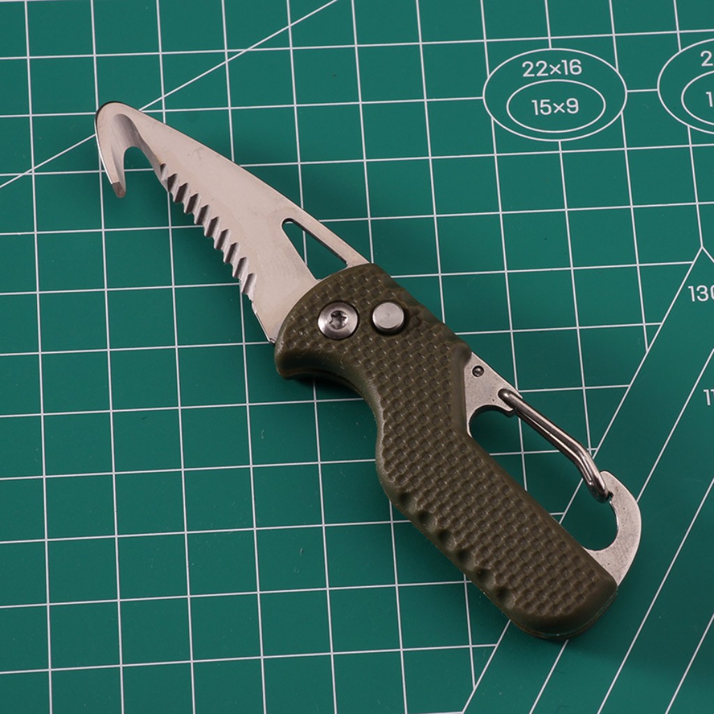 Edc Multitool Keychain Knife Serrated Blade Paratrooper Hook And