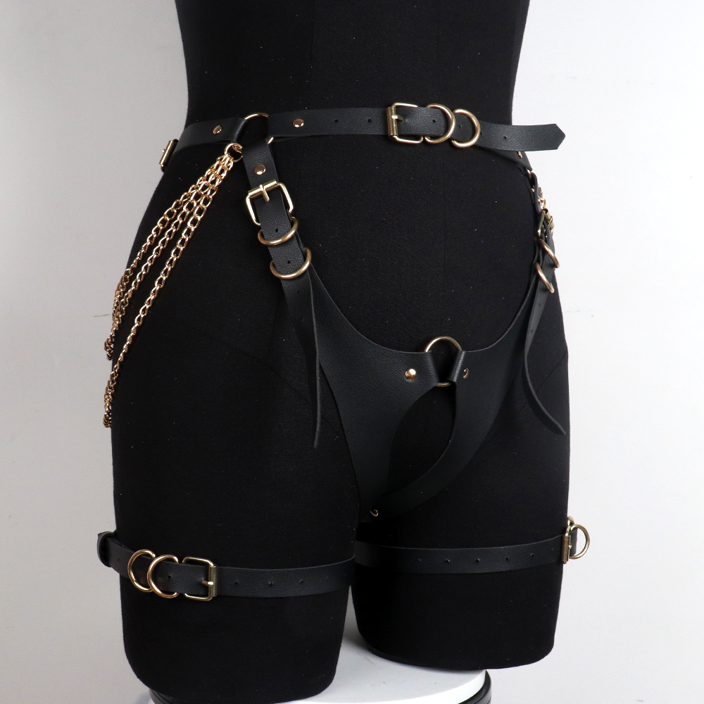 InsGoth Leather Chain Sexy Belts Adjustable Chest Harness Belt Halter Neck  Gothic Streetwear Fashion Belts Party Clubwear