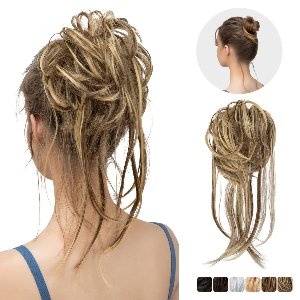 

Messy Bun Hair Piece For Women Super Long Tousled Updo Scrunchies Synthetic Wavy Curly Ponytail Extension Chignon Hair Accessories