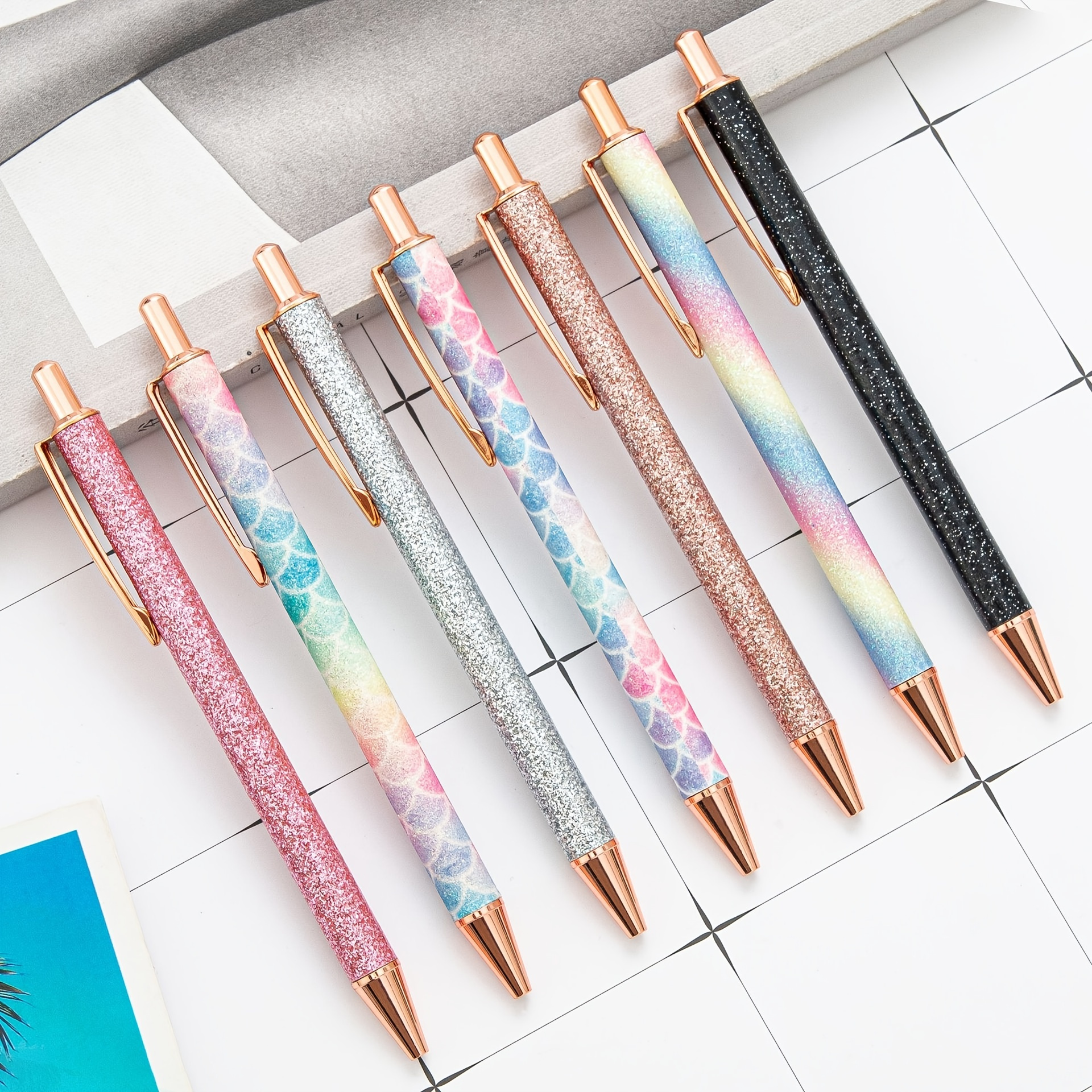 WY WENYUAN Cute Pens, Fine Point Smooth Writing Pens, Personalized  Ballpoint Pens Bulk, Flair Colorful Pens, Black Ink 1.0 mm Journaling Pen,  Glitter Pens Office Supplies For Women & Men, Note Taking 