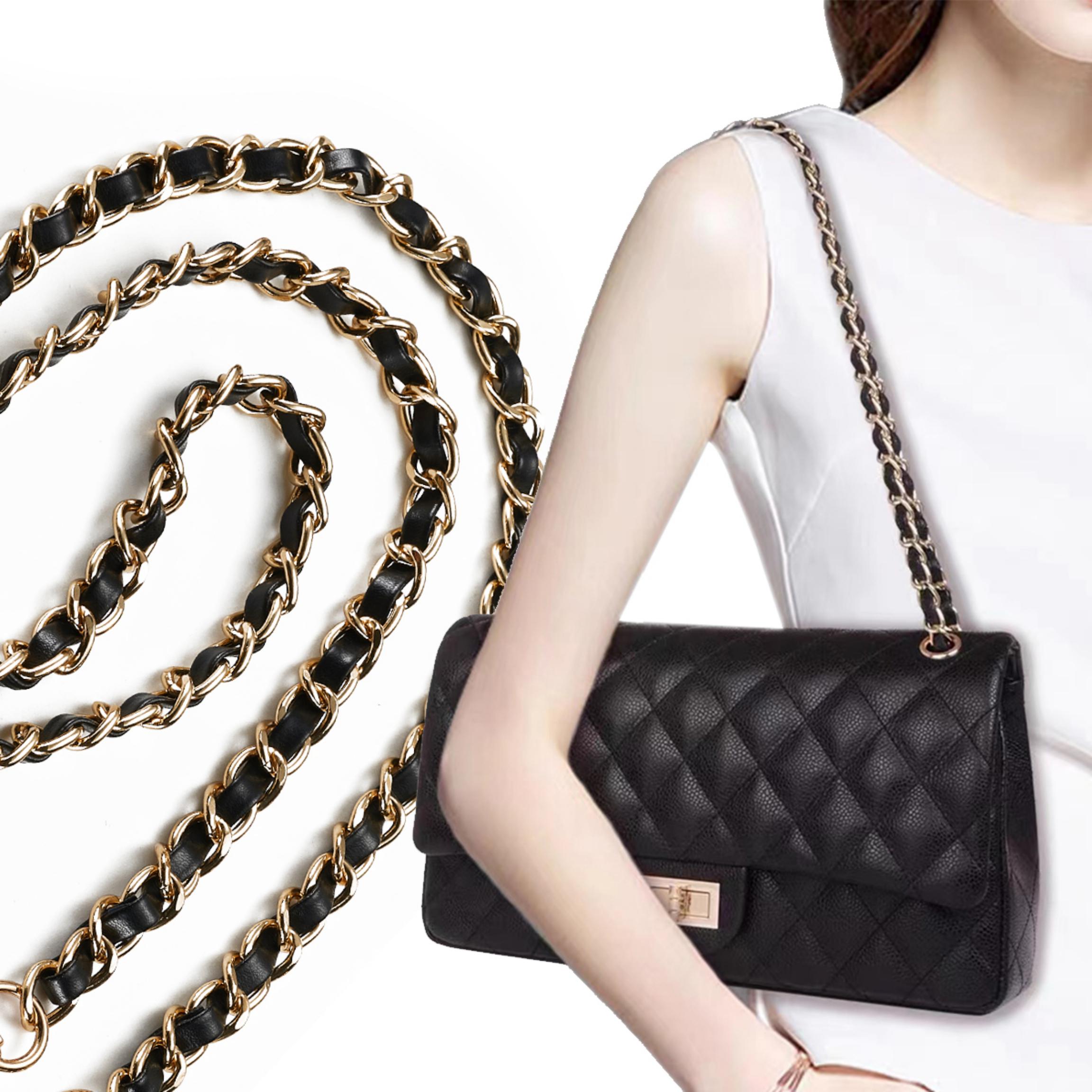 Black Handbag With Gold Chain Straps 559387 Thml - Buy Black