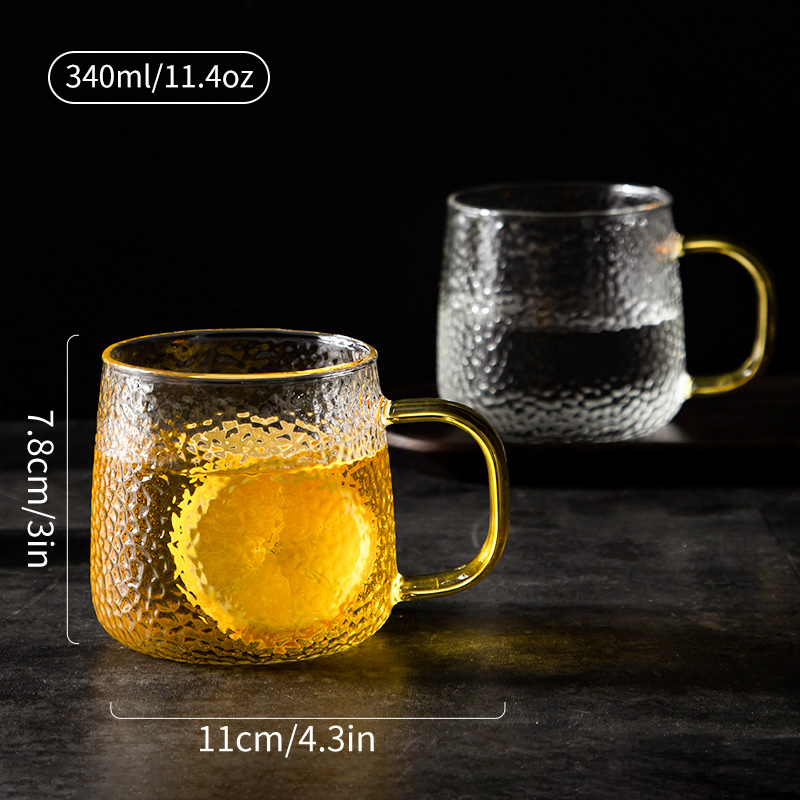 1pc household glass tea and coffee cup 340ml 11 4oz small teacup flower teacup hammer pattern wine glass
