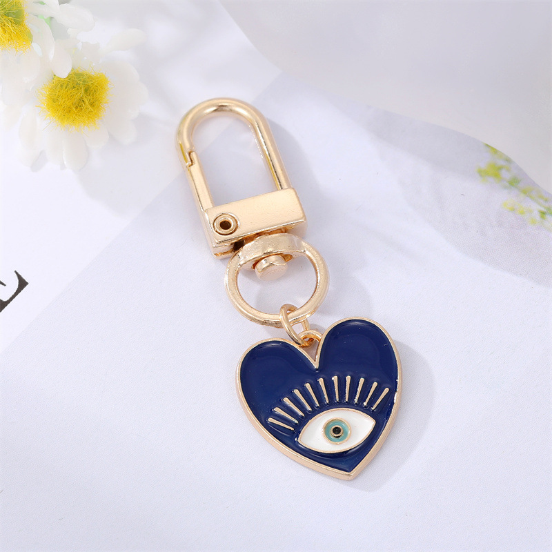 1pc Rainbow Heart Evil Eye Keychain Key Ring For Friend Lovers Couple Eye Bag Car Airpods Box Key Accessories Jewelry