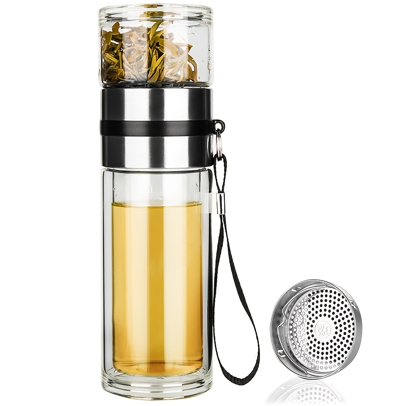 Crystal Water Bottle, Slim Crystal Water Bottle Tea Infuser, Double Wall