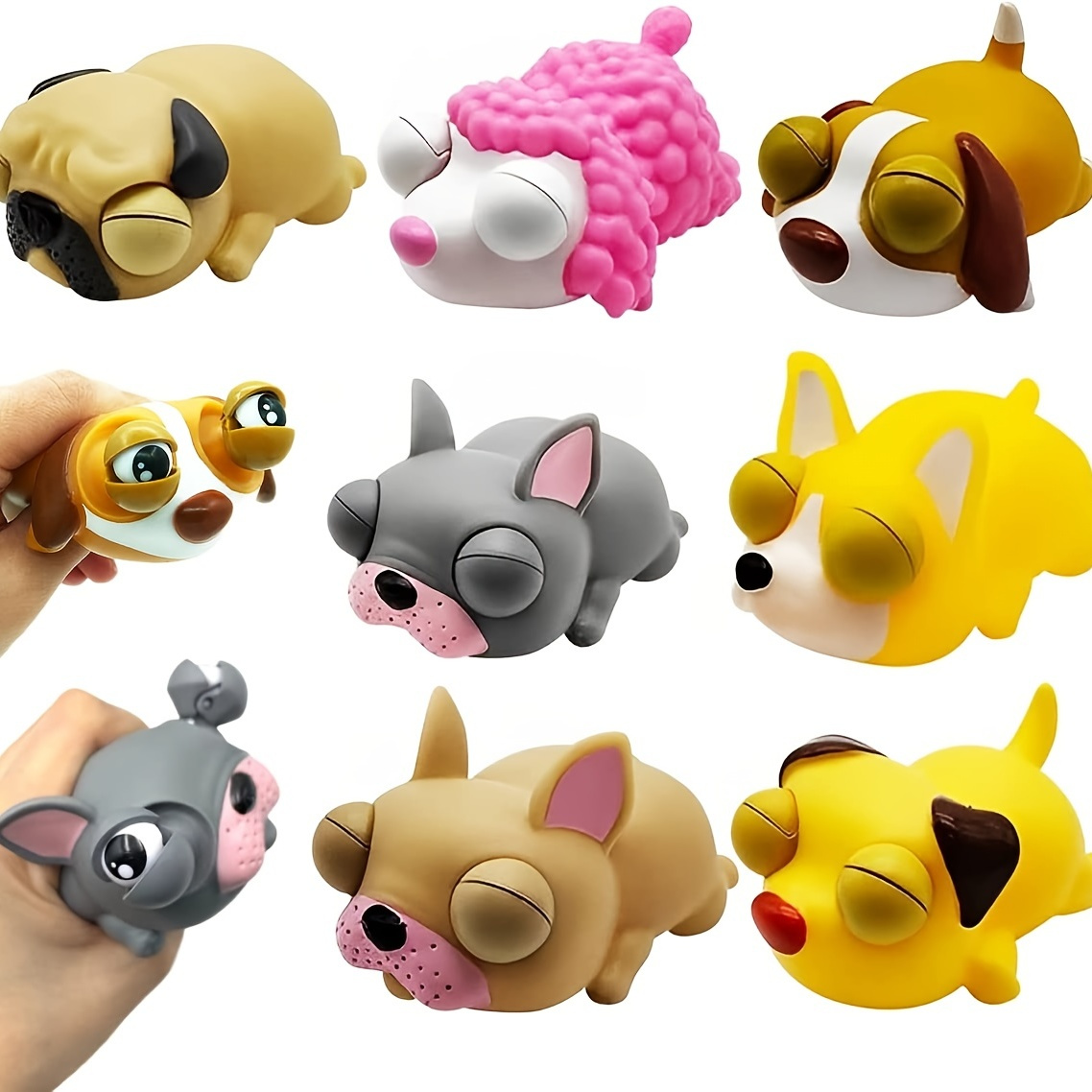 1pc Random Style Open Eye Dog Squeeze Toy For Children Kids Student