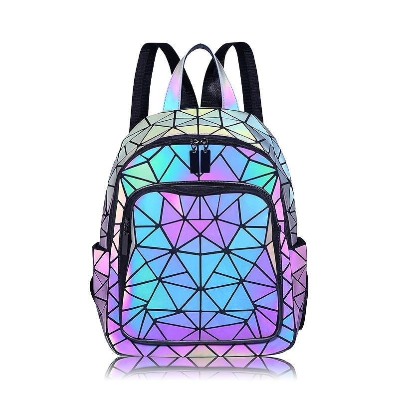 BATCAT Luminous Geometric Holographic Reflective Backpack Color Changing Bag  25 L Backpack - Price History