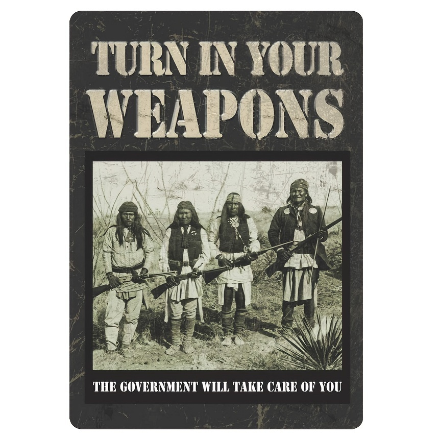 1pc, Tin Sign (8"x12"), Decorative Signs, Turn In Your Weapons Plaques Tin Sign