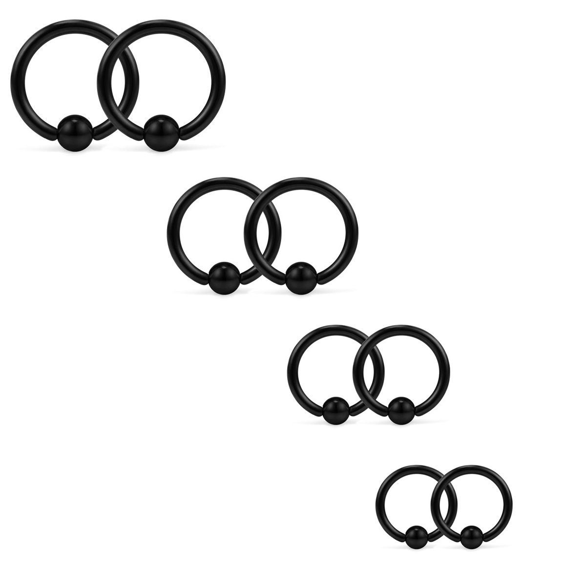 8PCS Horseshoe & Captive Bead Nose Hoop Septum Ring Set