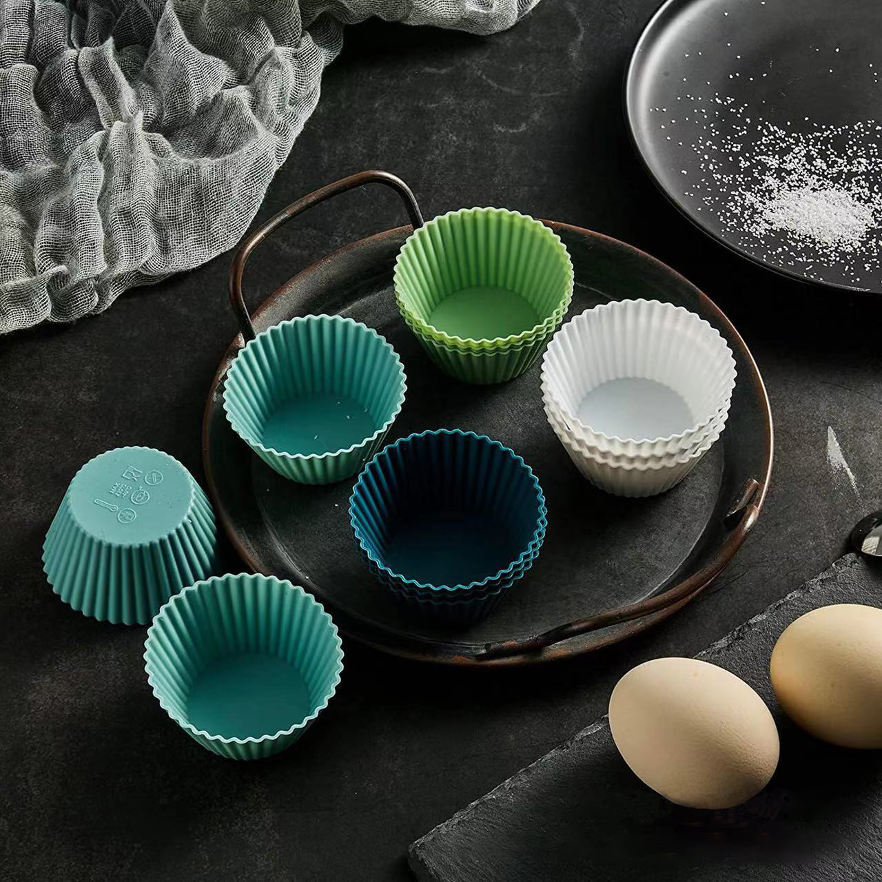 12pcs 24pcs morandi color round silicone muffin cups mini muffin cupcake baking pan silicone tart mold 2 75 1 3 details 2