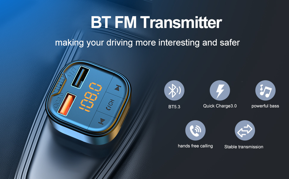 1pc Car Wireless Player Hands-Free Phone FM Transmitter Audio Receiver Car Charger_voghion.com