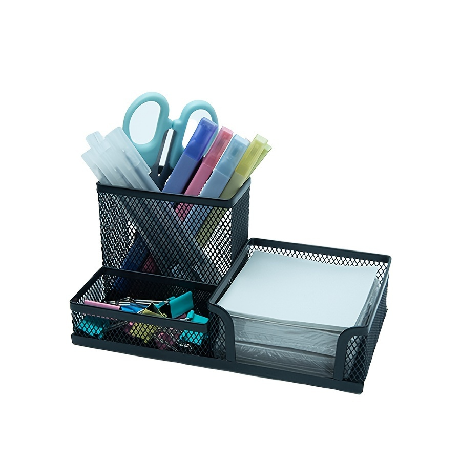 Office Desktop Organizer With Drawer Metal Stationary Black - Temu