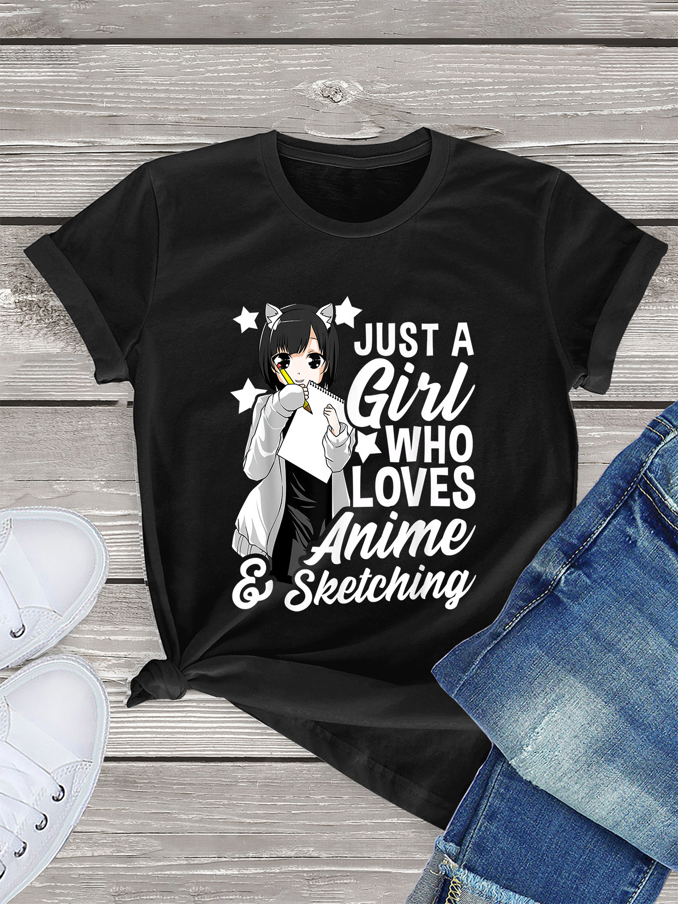 Cute Anime Print Graphic T shirt Cute Cartoon Short Sleeve - Temu