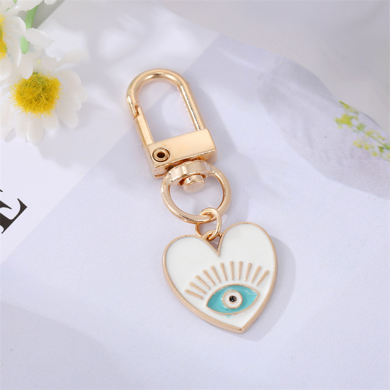 1pc Rainbow Heart Evil Eye Keychain Key Ring For Friend Lovers Couple Eye Bag Car Airpods Box Key Accessories Jewelry