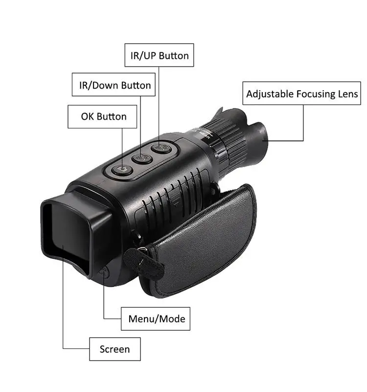 hd 1080p portable handheld monocular night vision all black visual day and night digital telescope details 6