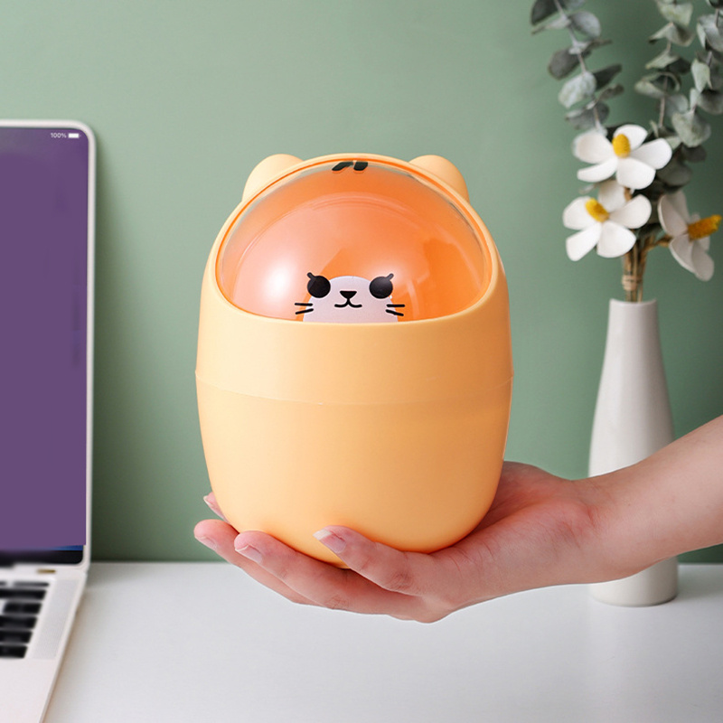 Desktop Mini Trash Can, Creative Cute Tall/short Garbage Can, Office Small  Waste Paper Bucket, Household Living Room Bathroom Dresser Countertop  Rubbish Can, Home And Office Supplies, Back To School Dorm Supplies 