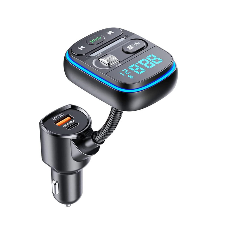 Aktualisierter 5.1 Bluetooth FM Sender, Bluetooth Adapter Auto mit Qc 3.0 &  20W Pd, Autoradio Adapter mit 2 USB-Ladeanschlüssen, unterstützt  Freisprecheinrichtung Ca