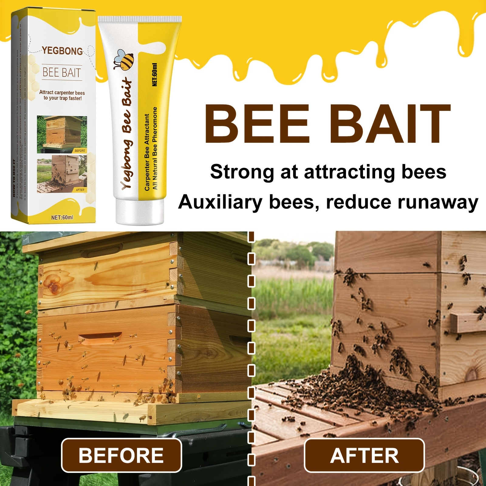 1pc Bee Bait, Carpenter Bee Attractant, All Natural Bee Pheromone, Bee  Attractant, Shop Now For Limited-time Deals