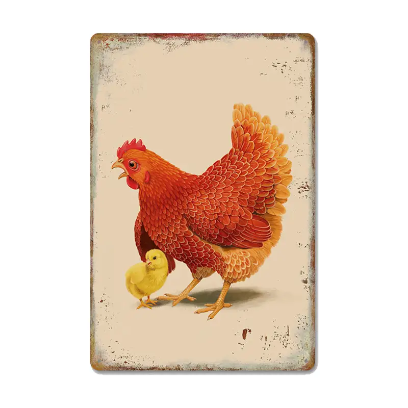 Vintage Chicken Poster Sign Rooster Hens Metal Tin Signs - Temu United ...