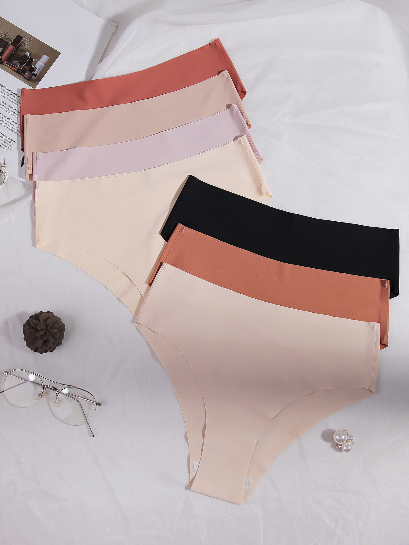 Natural colored cotton seamless high-waisted women's underwear