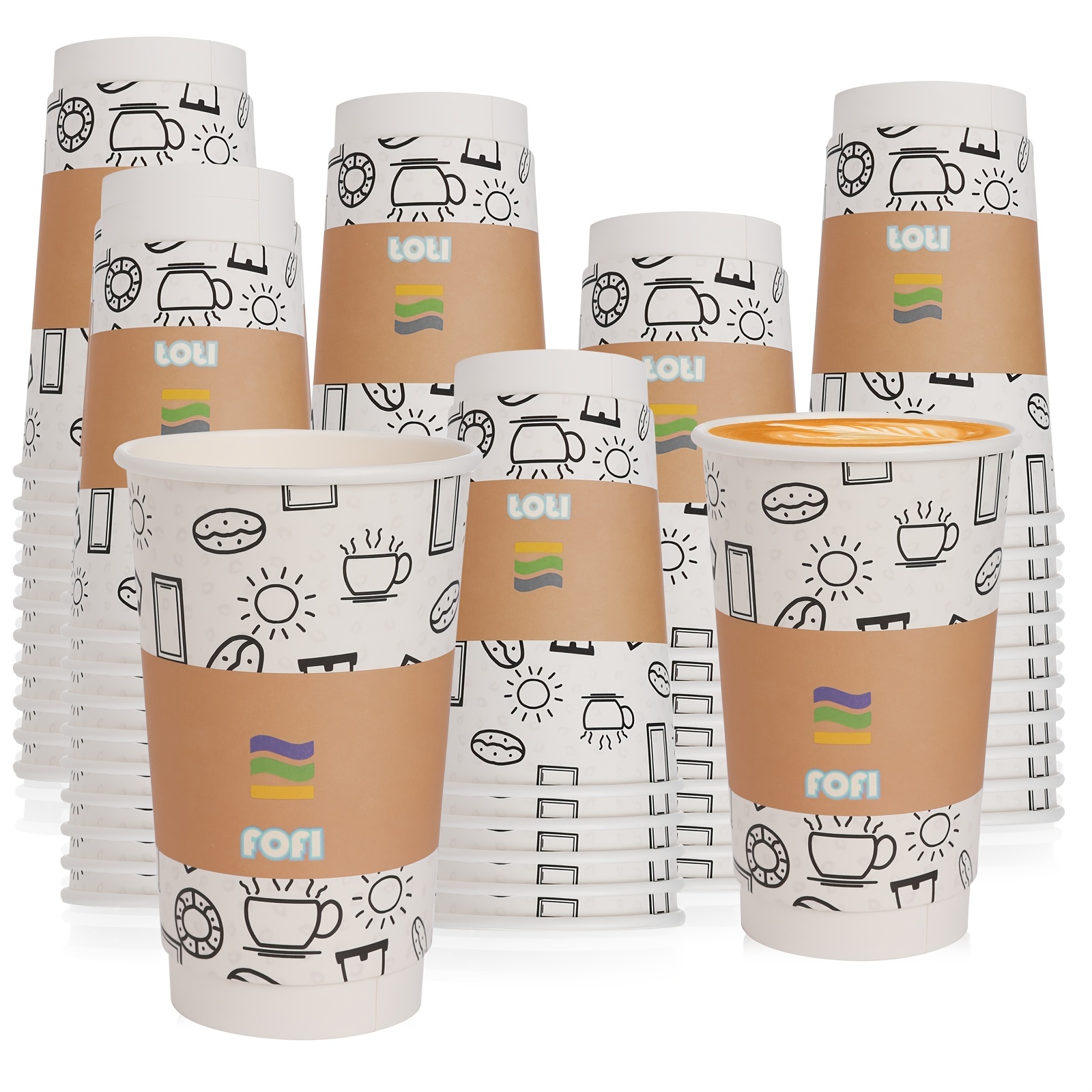Tazas de café desechables con asas anchas y cómodas, juego de 50 tazas  duraderas de 4 onzas para café, té, cacao, jugo y más, elegantes tazas de  café