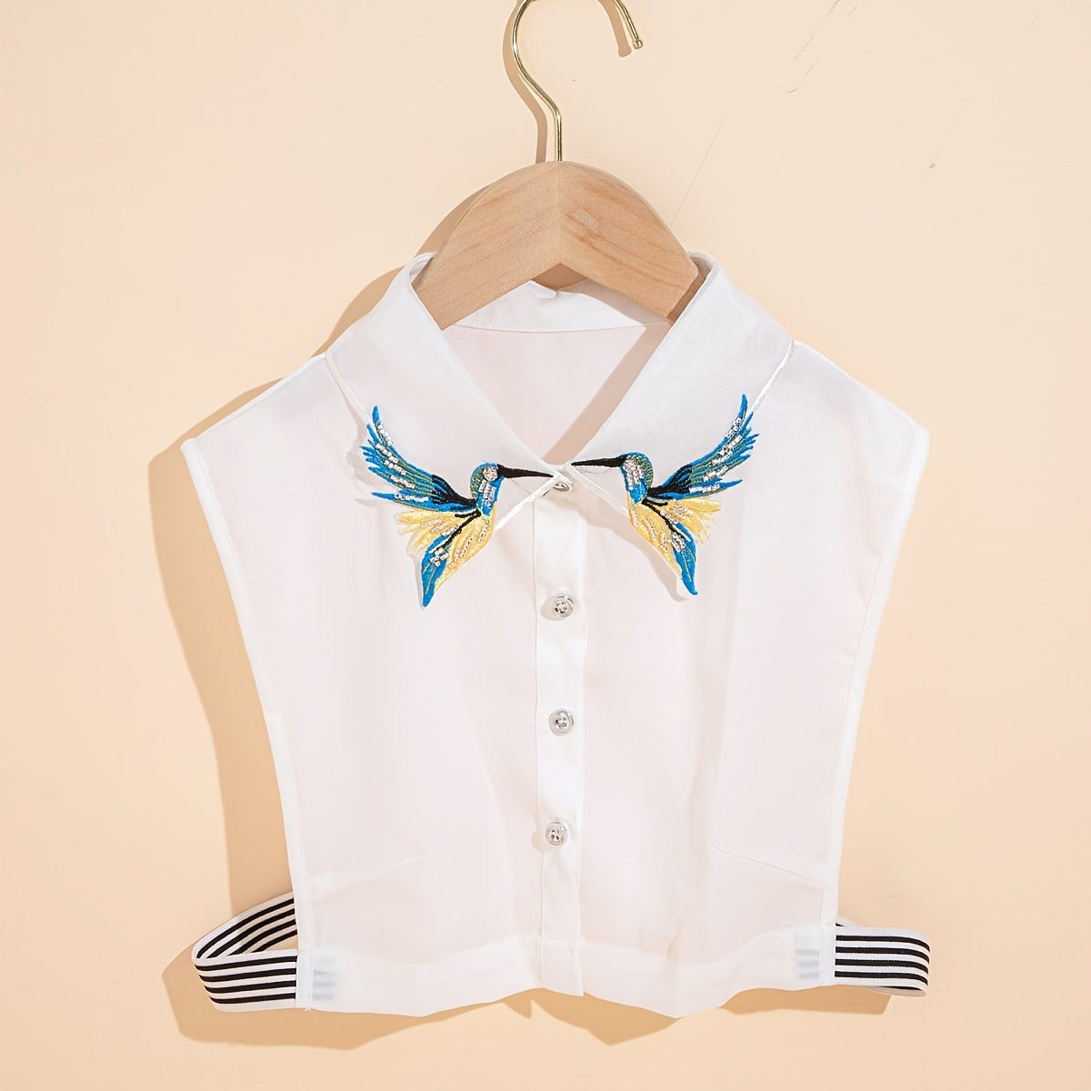 

Elegant Detachable Wing Fashion Collar - Polyester, Half-shirt Design With Striped Cuffs & Accents, Handwash/, Layering