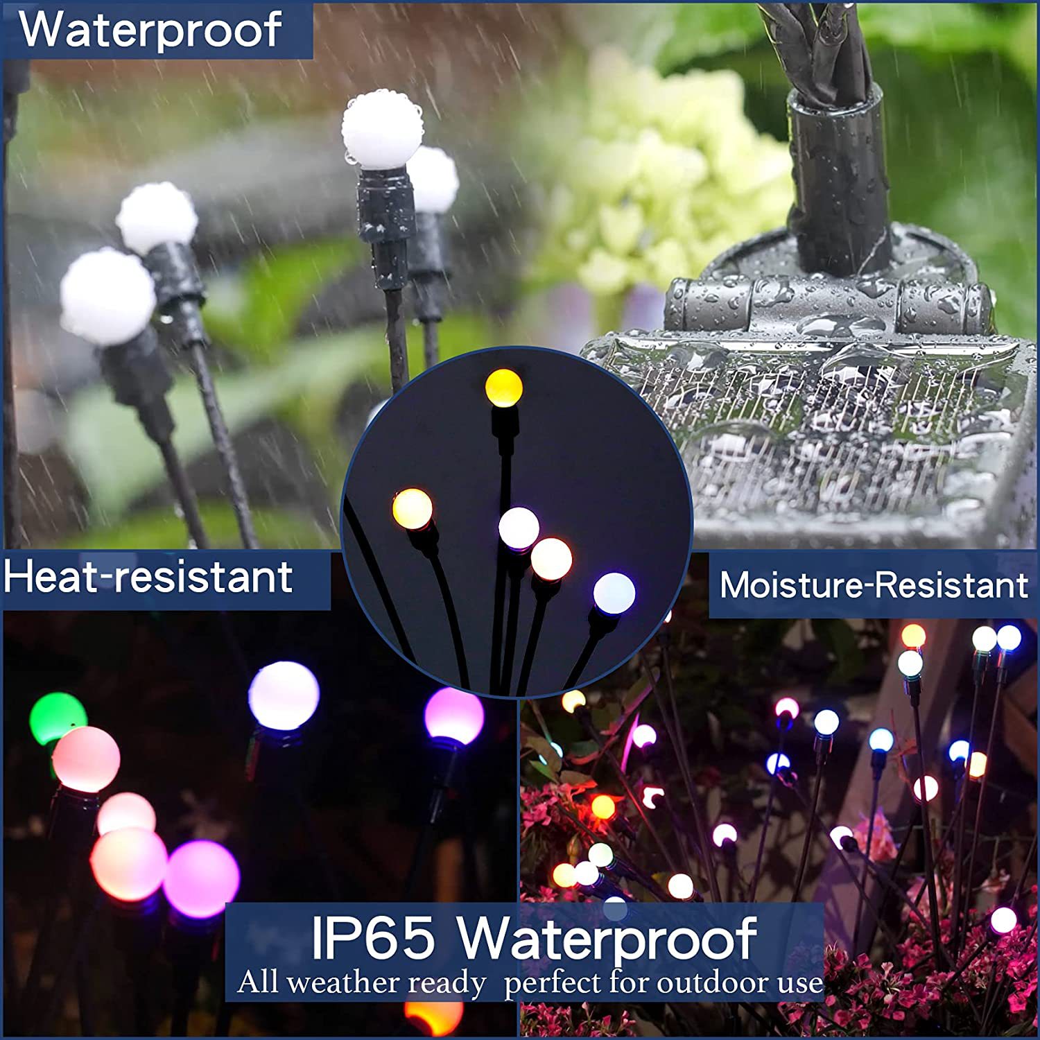 1pc outdoor waterproof holiday firework lights stake landscape 6 led solar powered firefly lights starburst solar garden light details 1