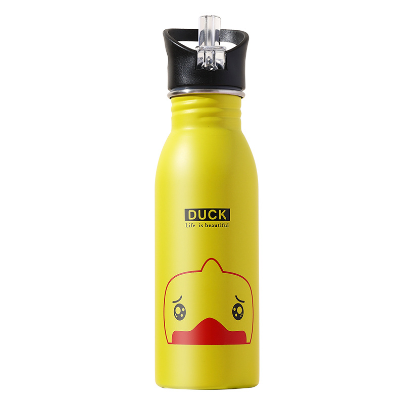 TEMU 1pc Stainless Steel Water Bottles, Food-grade Vacuum Insulated, 450ml Sports Drink Bottles With Leak-proof Lid And Cute Animal Designs (rabbit, Elephant, Duck)