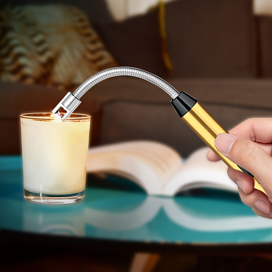 Encendedor de velas eléctrico con forma de bolígrafo largo a prueba de  viento, faros de arco de pulso recargable por USB para velas, cocina,  chimenea