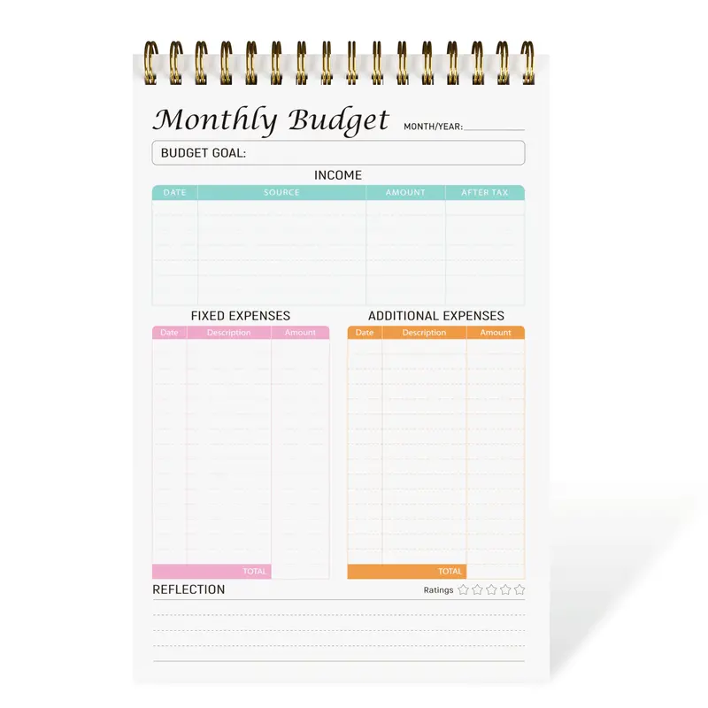 Bloc-notes de planificateur de budget mensuel 1pc - Carnet de