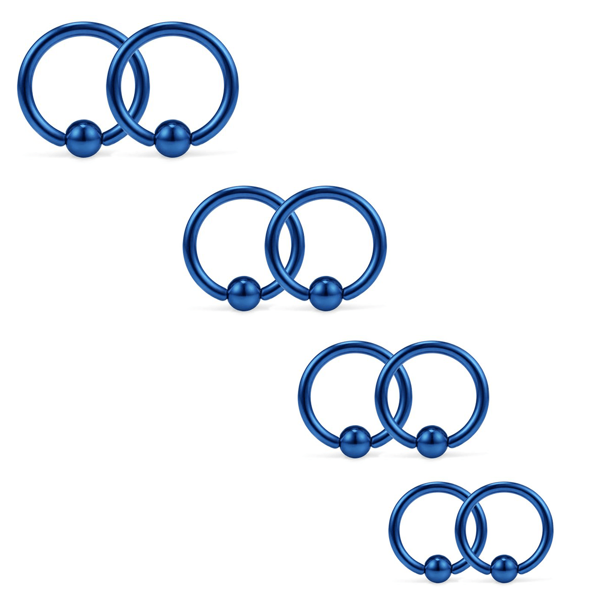 8PCS Horseshoe & Captive Bead Nose Hoop Septum Ring Set