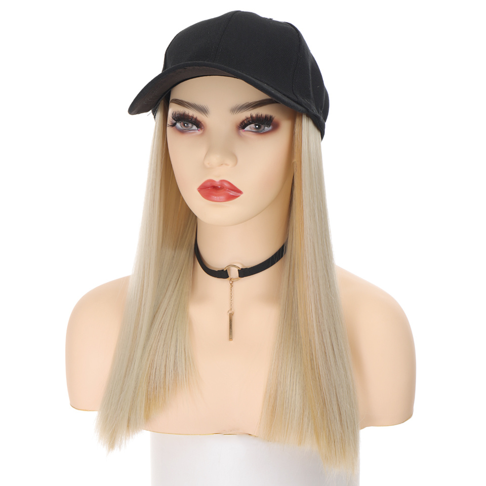  Hat Wigs Straight Blonde Long 27 Inch Baseball Cap