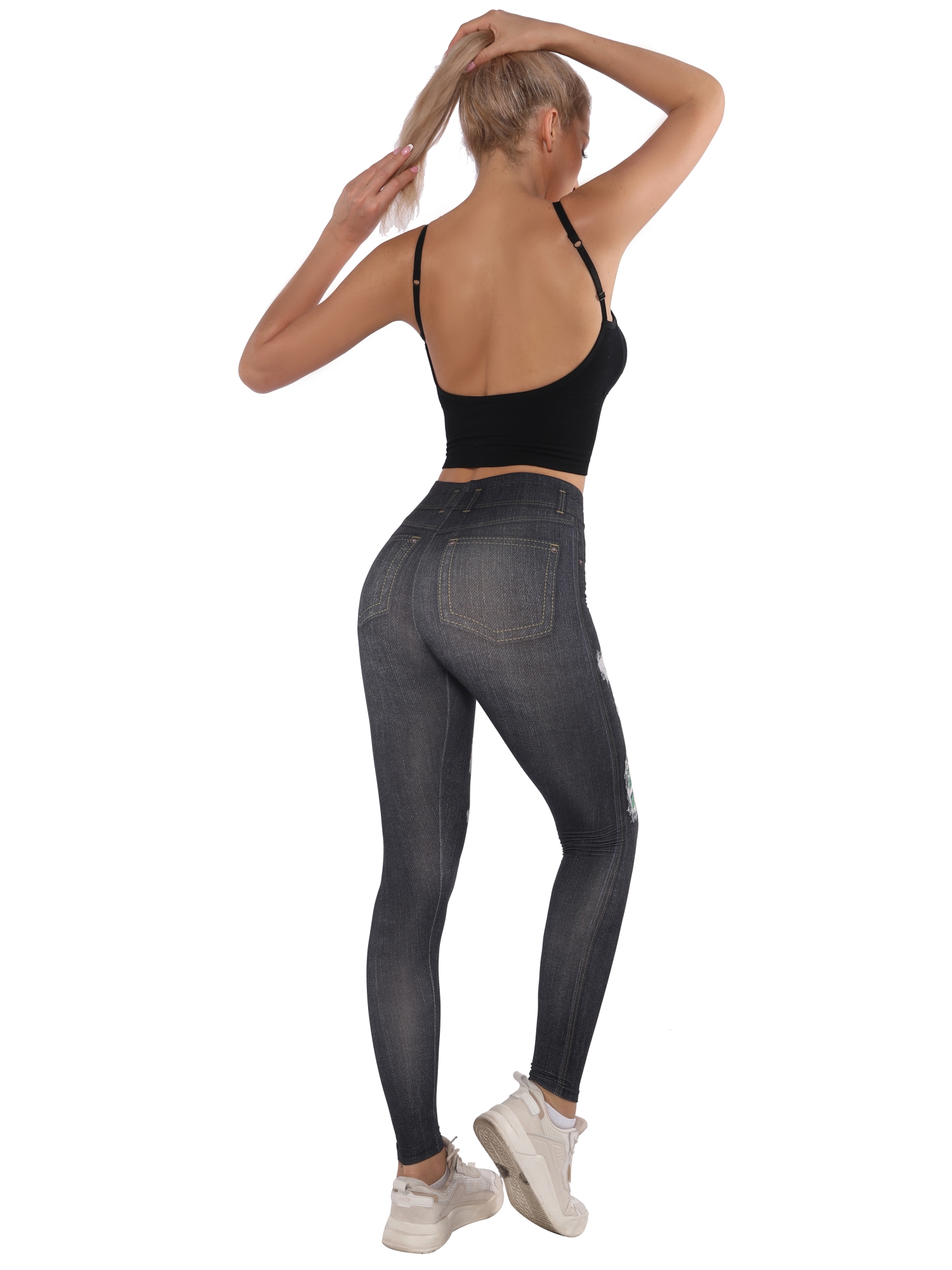 Damen Jeans-Leggings 2025 - Elastische Thermohose Mit Streifendruck Für Yoga & Alltag