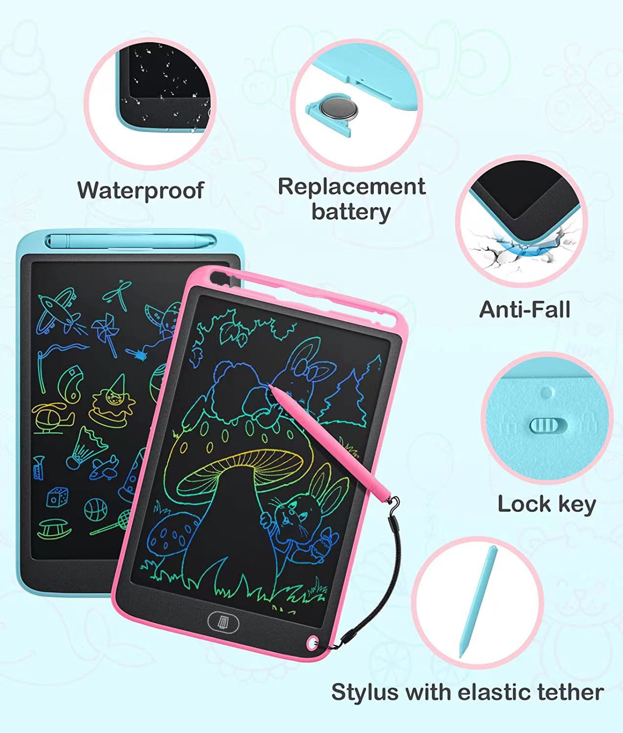 Lcd Writing Tablet Doodle Board Lock Key Drawing Pad Temu